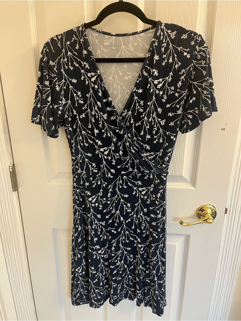 41 Hawthorn Navy Floral Wrap-Style Dress